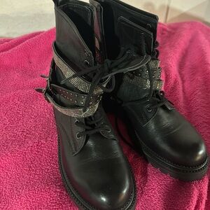 Black stud combat boots